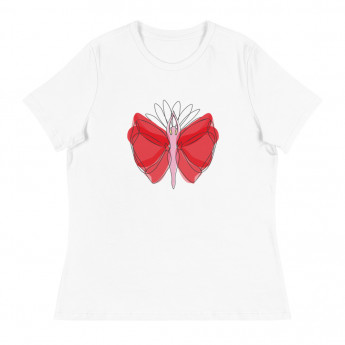 Red Butterfly Women's Relaxed 2 Print T-Shirt