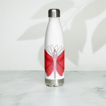 Red Butterfly Stainless Steel Water Bottle